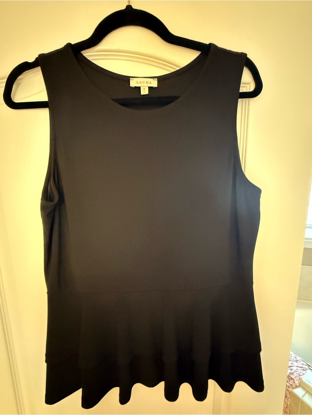 Laura Sleeveless Black Peplum Tank Top - Picture 2 of 5